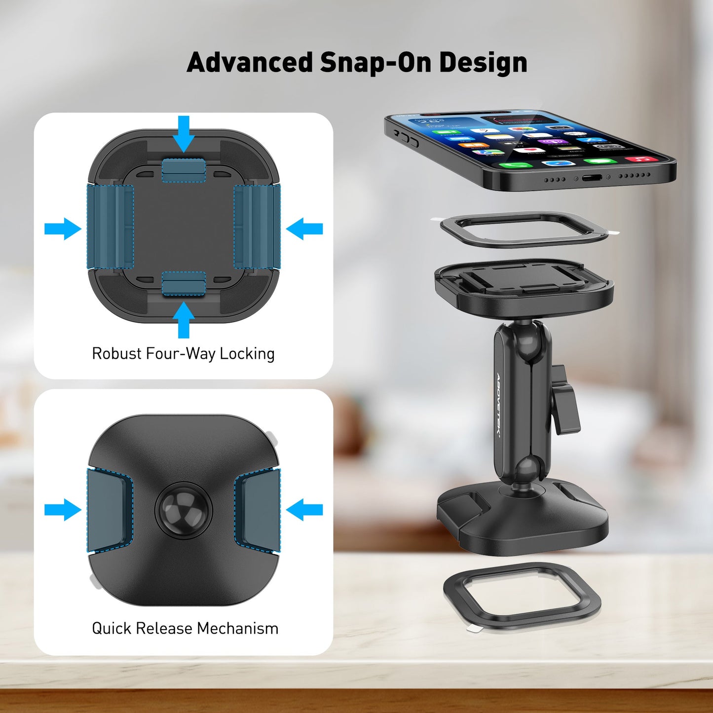 Snap-On Hands-Free Dusche Telefonhalter