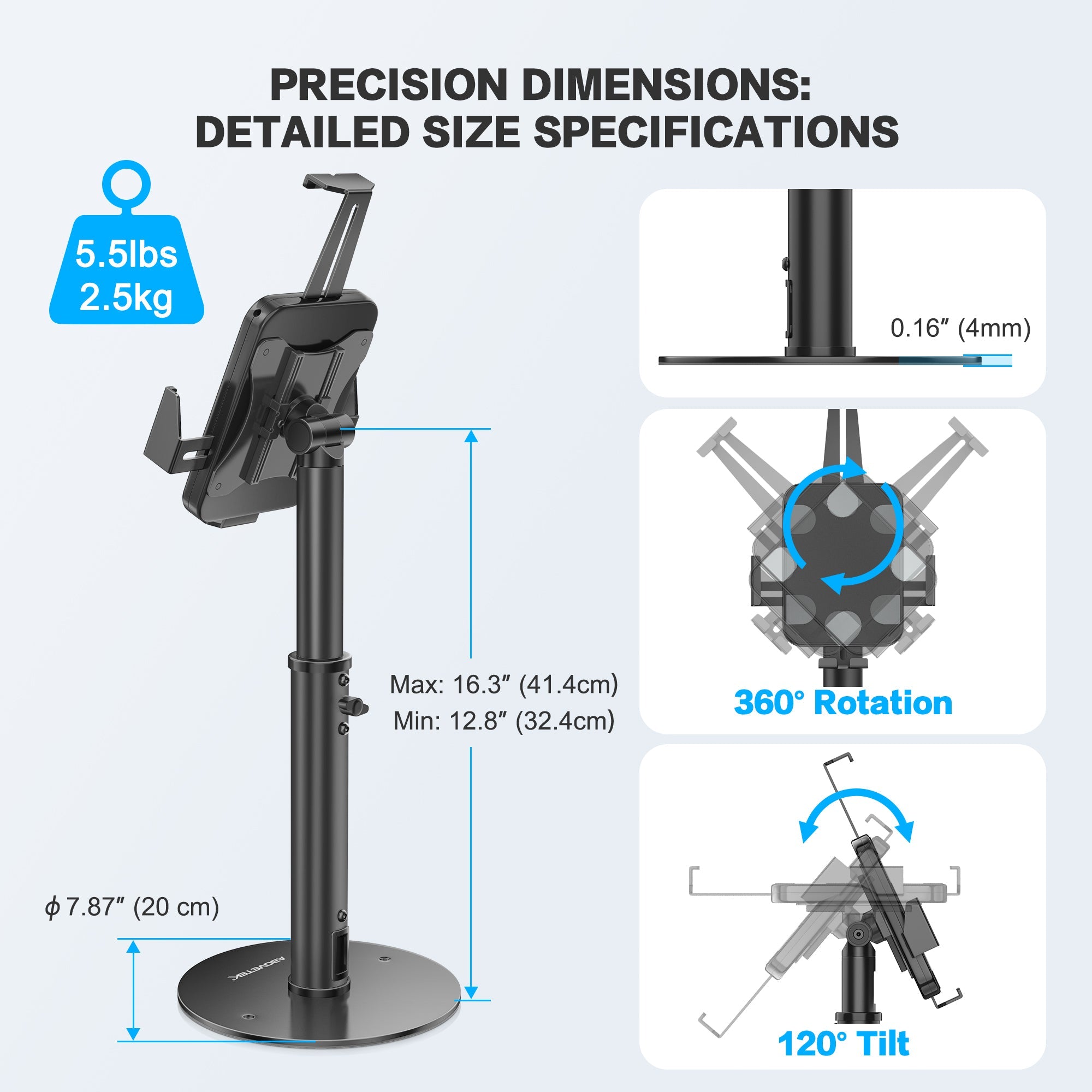 Anti-Diebstahl-Tablet-Arbeitsplatte Kiosk POS Stand (TH-338)