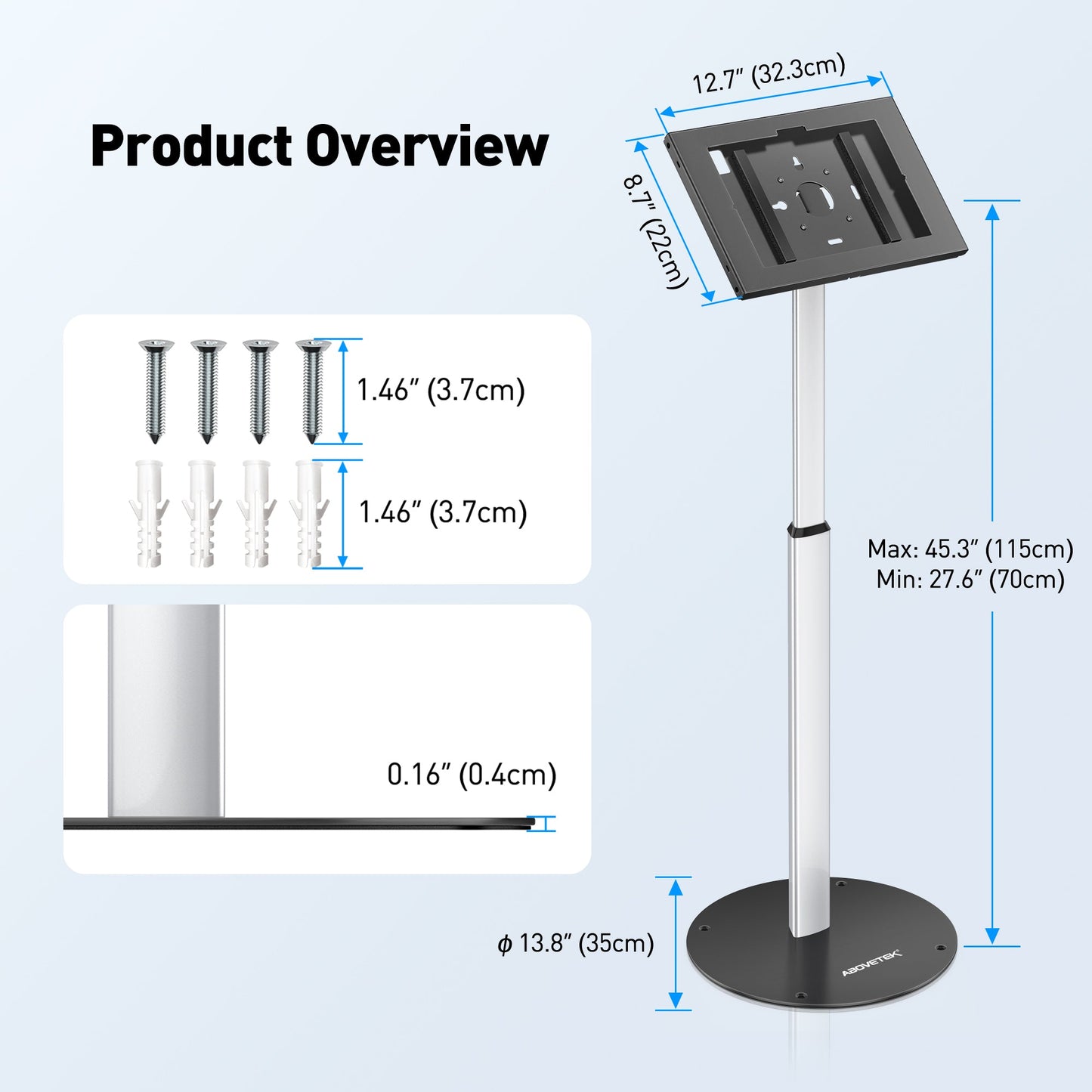 AboveTEK Anti-Theft Tablet Kiosk Boden Stand (TH-616)