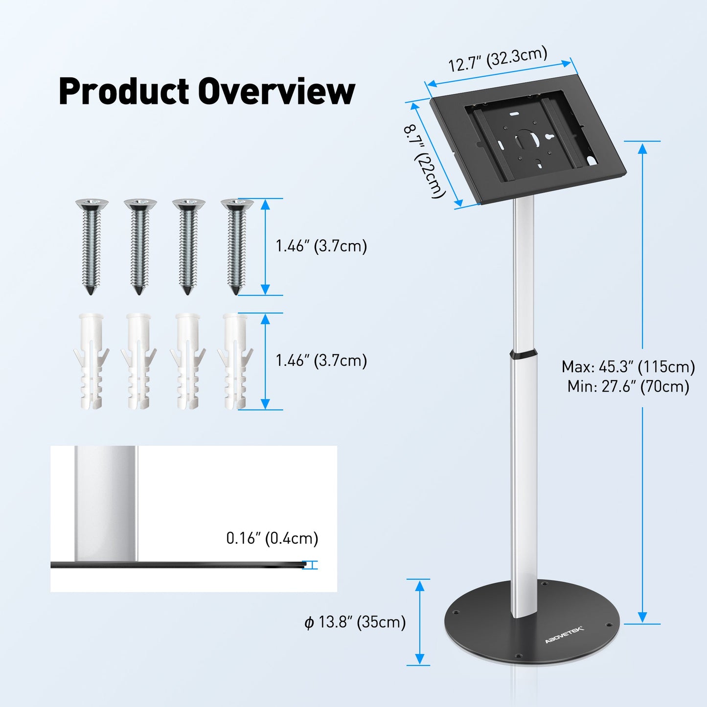AboveTEK Anti-Theft Tablet Kiosk Boden Stand (TH-618)