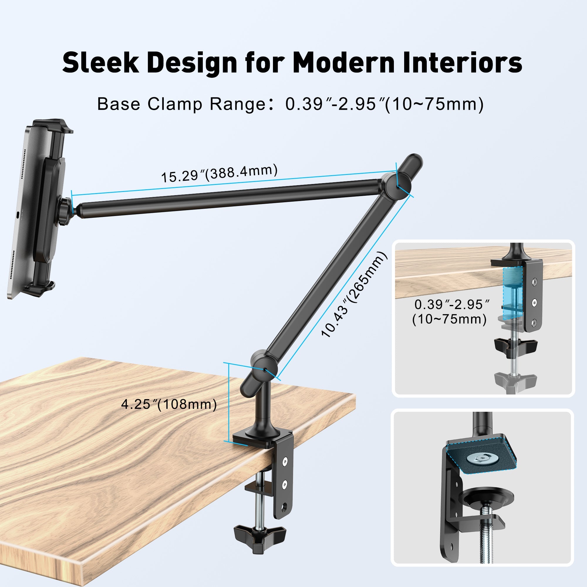 Long Arm Tablet Phone Stand Mount (TS-388B / W)